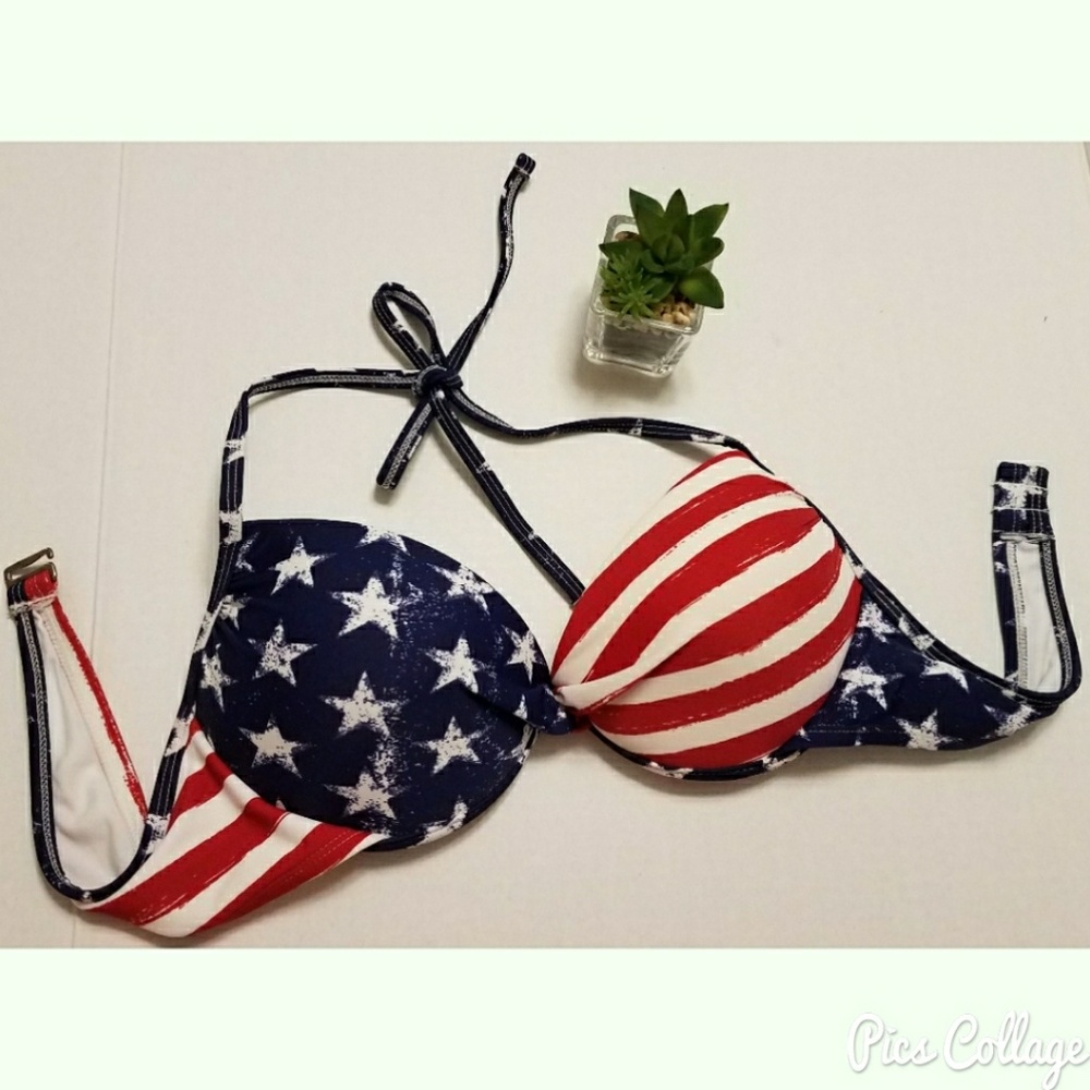 Xhilaration Push Up Bikini Top, Red/White/Blue